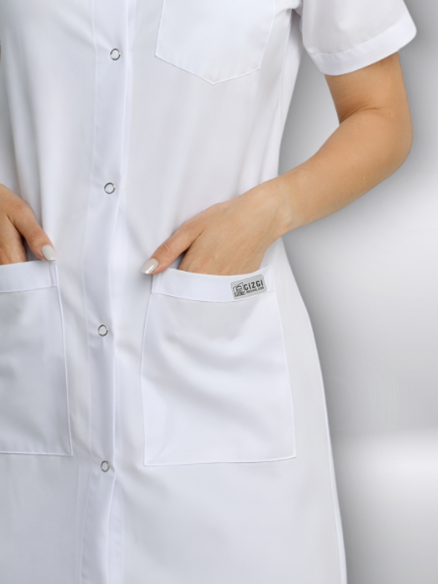 Халат белый воротник стойка короткий рукав купить в Воронеже